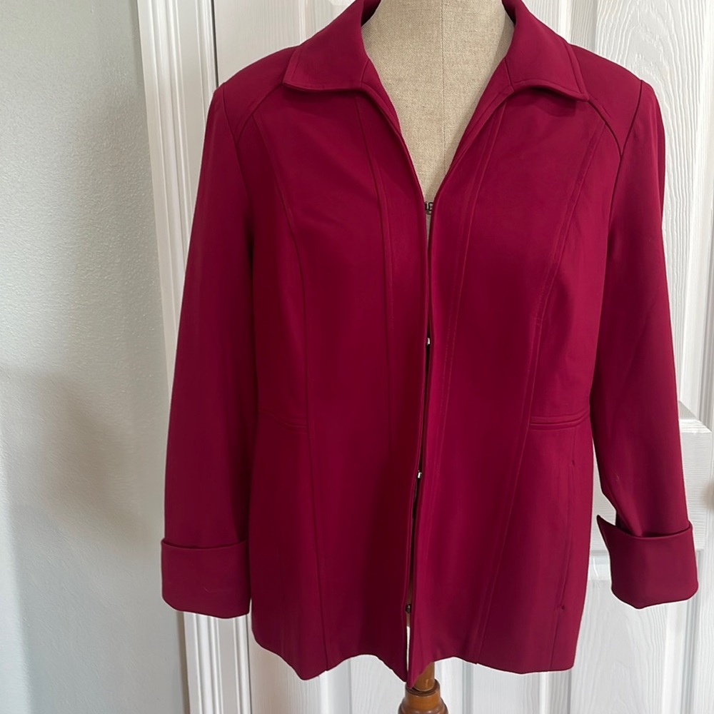 Chico’s LS jacket ponte mulberry red Size 1 8 M